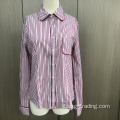 Camicia a maniche lunghe in spandex tinto filo femminile